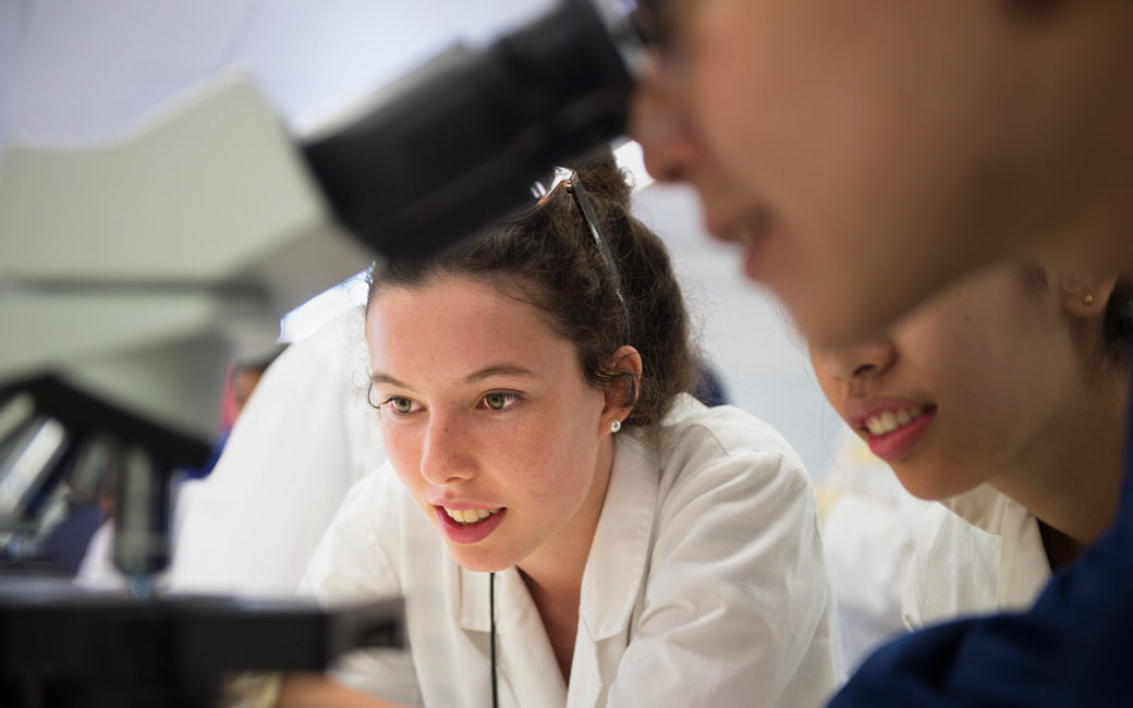 Girl learning about science