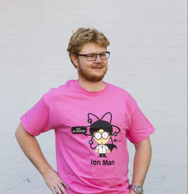 male showcasing pink t-shirt