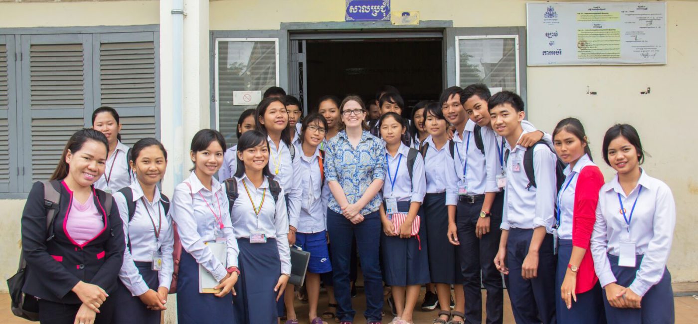 Tara Murphy with a team of students overseas