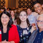 The Honorable Grace Grace (Queensland Minister for Education), Macinley Butson (NSW Young Australian of the Year 2018 nominee), Alan Mackay-Sim (2017 Australian of the Year) and student Mark Ziegelaar