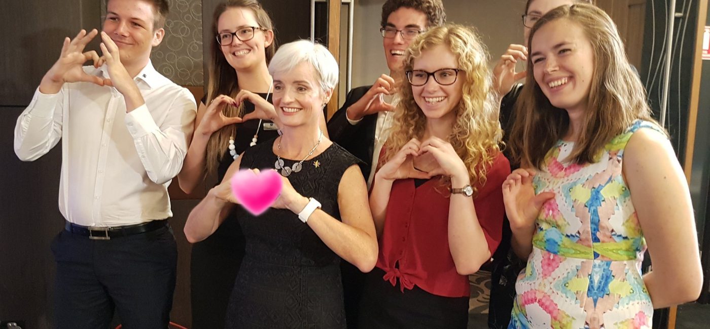 Alex Schumann-Gillett with NYSF alumni at the National Press Club speech given by Professor Emma Johnston, President of Science & Technology Australia in March 2018