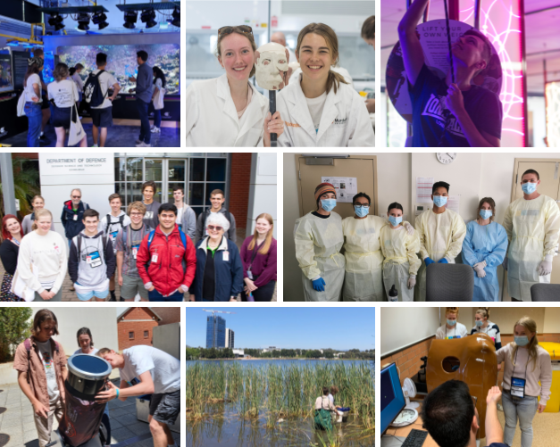 Various examples of the STEM visits as a part of the 2021 NYSF Year 12 Program