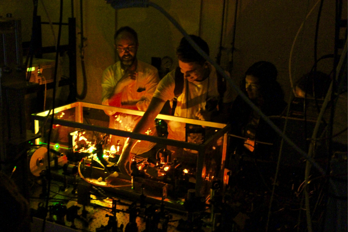 Ben Millar exploring the laser experiments at the Research School of Physics at the ANU
